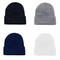 4 Pack Plain Long Cuffed Unisex Beanies Skullies for Men and Women